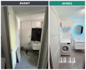 Photo de galerie - Rénovation salle de bain effet marbre 