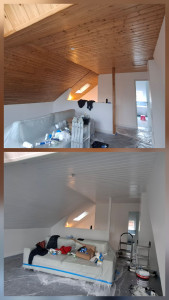 Photo de galerie - Recouvrement lambris  sous couche + peinture 