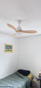 Photo de galerie - Installation d'un ventilateur de plafond et raccordement électrique. 