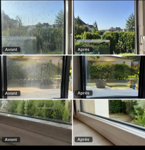 Photo de galerie - Nettoyage de vitre avant et après
