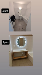 Photo de galerie - Démontage l’ancien meuble et montage le neuf peinture sur le plafond