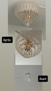 Photo de galerie - Installation du lustre 