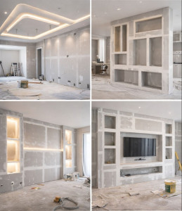 Photo de galerie - Rénovation d'un agencement intérieur :
plâtrerie isolation - pose de calicots 