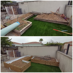 Photo de galerie - Réfection de jardinières avec lames de terrasse traitées 