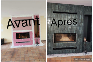 Photo de galerie - Rénovation une cheminé avec carrelage 