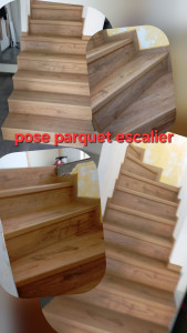 Photo de galerie - Pose parquet sur escalier 