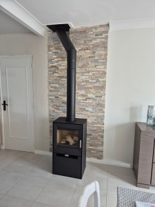Photo de galerie - Poele a bois et parement 