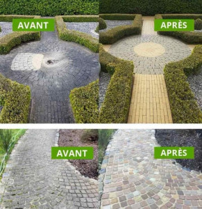 Photo de galerie - Nettoyage dallage avant après