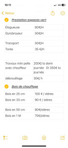 Photo de galerie - Prix pour prestation et vente de bois 