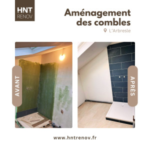 Photo de galerie - Aménagement des combles - Salle de bain - Pose de carrelage