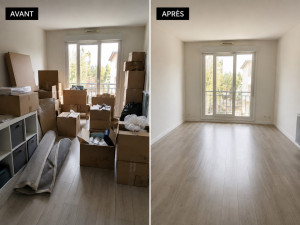 Photo de galerie - Aide au déménagement – Manutention et évacuation du mobilier et des cartons. Pièce entièrement libérée après intervention.