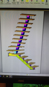 Photo de galerie - Création 3D pour escalier Bois/métal
