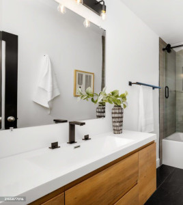 Photo de galerie - Salle de bain : pose meuble vasque 