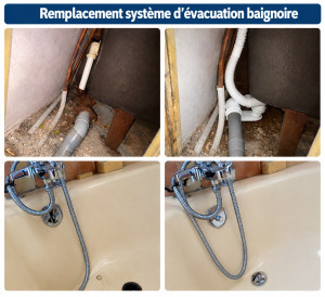 Photo de galerie - Remplacement système d’évacuation baignoire 