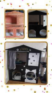 Photo de galerie - Réalisation d'une cabane pour chat à partir de récupération diverses 