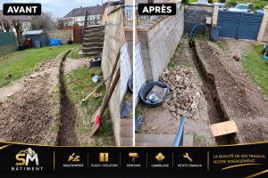 Photo de galerie - Travaux de terrassement et création de tranchées — préparation du terrain et mise en place des réseaux. Travail propre et soigné.