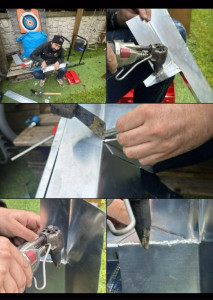 Photo de galerie - Création d’un pied de cheminée en zinc avec des soudure à l’étain 