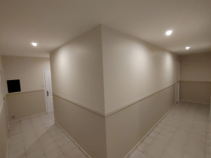 Photo de galerie - Réalisation d'un couloir avec pose de cimaise et soubassement foncé 