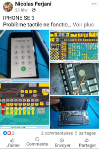 Photo de galerie - Réparation IPhone SE 3, défaut tactile, (carte mère, micro soudure)