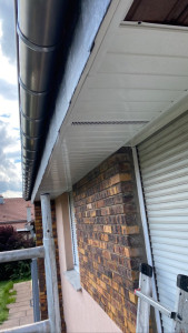 Photo de galerie - Remplacement gouttières zinc naturel / sous face pvc blanc 