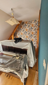 Photo de galerie - Finition papier peint a raccord et peinture de finitions 