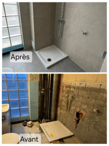 Photo de galerie - Aménagement complet d’une petite salle de bain