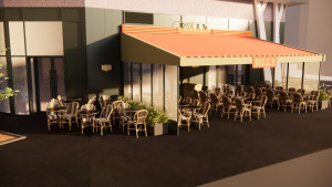 Photo de galerie - Réalisation d'une 3D d'une devanture d'un restaurant pour un dépôt de déclaration préalable. 