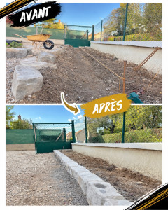 Photo de galerie - Aménagement de jardinière en pavé 