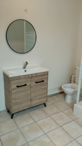 Photo de galerie - Pose meuble vasque avec miroir et wc 