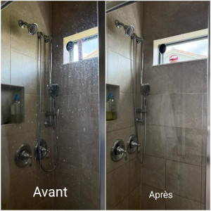 Photo de galerie - Nettoyage paroi de douche. 