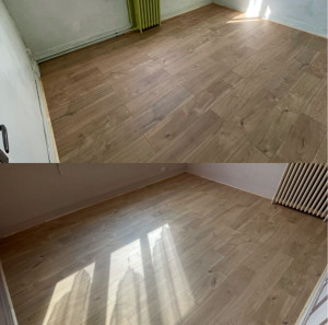 Photo de galerie - Pose de stratifié flottant avec sous couche acoustique.