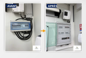 Photo de galerie - Avant / Après - Remise à niveau d'une installation électrique plus sûre et mieux organisée.
