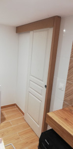 Photo de galerie - Instalation d'une porte coulissante. 