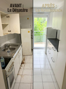 Photo de galerie - Nettoyage approfondi de cuisine : dégraissage des meubles, plans de travail et sols pour un résultat propre et soigné