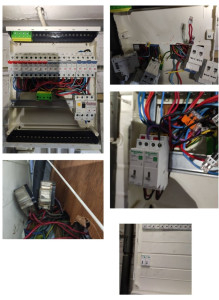 Photo de galerie - Démontage d'un tableau électrique pour aller récupérer dans le mur derrière deux télérupteur encastrable en panne afin de les remplacer par des disjoncteurs modulaires Schneider