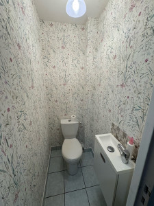 Photo de galerie - Pose de papier peint dans un wc 