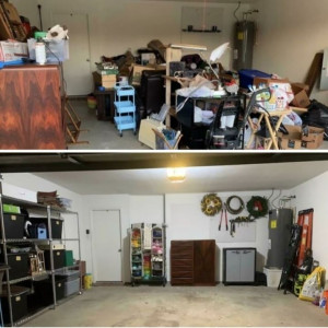 Photo de galerie - Réaménagement d'un garage trie et nettoyage complet. 
(mur sol étagère luminere..) 