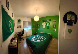 Photo de galerie - Rénovation de chambre 
✅protection du chantier 
✅pose de toile de verre lisse 
✅mise en peinture 2 couches de blanc 
✅mise en peinture 2 couches de vert ( sur 
 nuancier ) 
✅pose de cadre 
✅ nettoyage de fin de chantier 