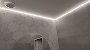 Photo de galerie - Pose d'un ruban led dans une salle de bain 