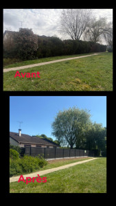 Photo de galerie - Clôture rigide avec plaque de soubassement et occultant 