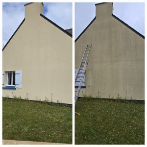 Photo de galerie - Traitement de façade sans karcher uniquement avec produit d'Alep professionnel