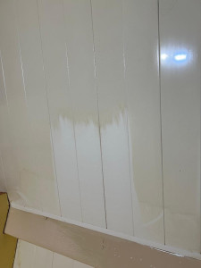 Photo de galerie - Lessivage d'un plafond recouvert par la nicotine.