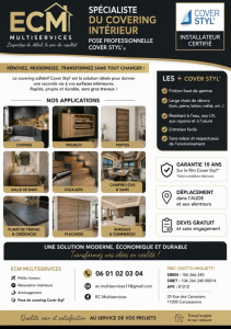 Photo de galerie - Rénovation intérieure & covering décoratif Cover Styl : cuisines, meubles, portes, placards, escaliers et salles de bain. Plus de 500 références de couleurs et finitions. Devis gratuit – Carcassonne et alentours.