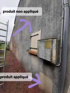 Photo de galerie - Nettoyage traitement pignon et de façade.  Sur tout type de crépi ou pierre.