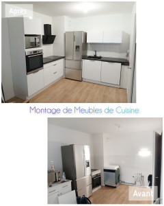 Photo de galerie - Montage de Meubles de Cuisine ( De plus ; branchement pour le four , plaque caisson, la hotte et l'évier été effectué.