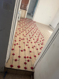 Photo de galerie - Salon carrelage avec joint beige après 