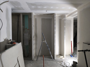 Photo de galerie - Meuble sur mesure en placo, avec bande à joint