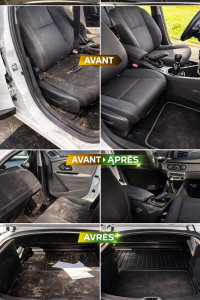 Photo de galerie - Nettoyage complet intérieur sur véhicule très sale. Aspiration, détachage sièges, plastiques et coffre. Résultat impeccable ?