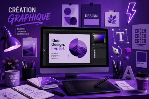 Photo de galerie - Création graphique 
- plaquette
- logo
documents entreprises...