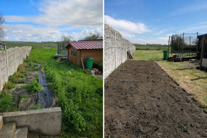 Photo de galerie - Débroussaillage, évacuation bâche potager et tonte jardin 